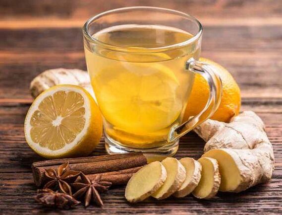 Tea with ginger, lemon, cinnamon and cloves for a long lasting erection